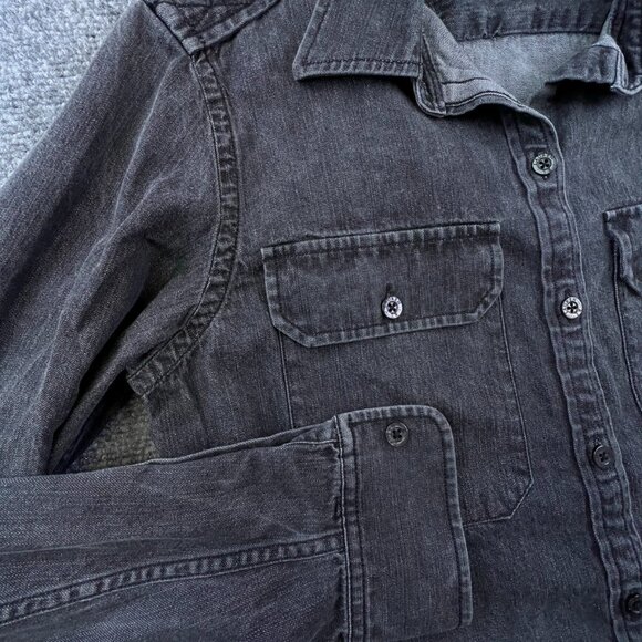 Lauren Ralph Lauren Button Up Shirt Dark Gray Small Cotton Long Sleeve Buttons - Picture 5 of 11